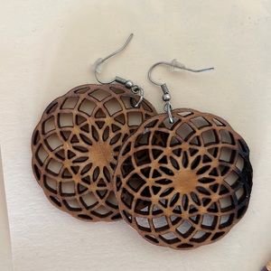 Wooden mandala earrings